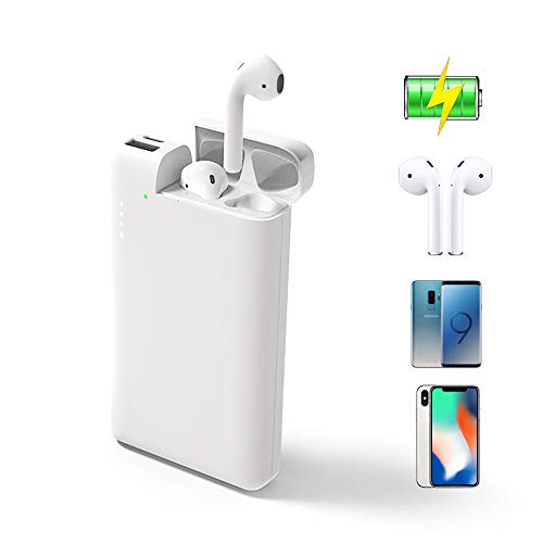 ATETION パワーバンク 2 in 1 10000mAh ポータブル充電器 USB タイプ C 外部バッテリー 充電ケース付き iPhone AirPods Samsung Galaxy HTC 電話タブレットに対応 ホワイト