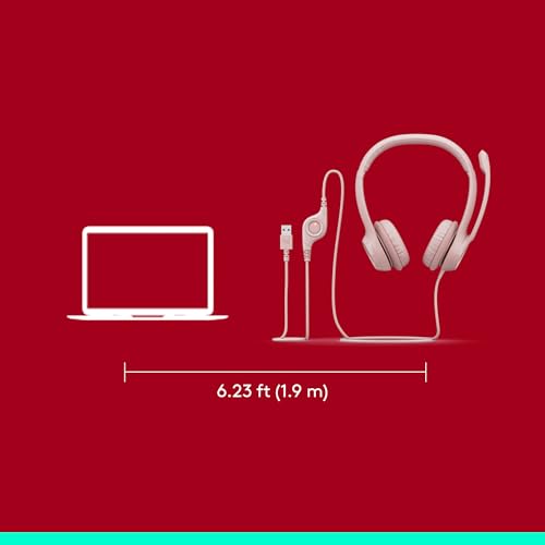 Logitech H390 Wired Headset PC/Laptop Stereo Headphones, USB-A, Rose - image 8