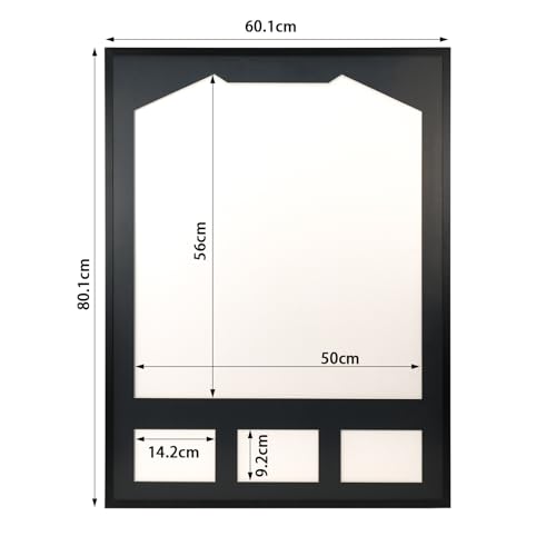 Giftgarden Marco Profesional para Camisetas de Fútbol 60x80cm Negro, Marco 3D de Aluminio Exhibe Maillots, Sudaderas o Recuerdos