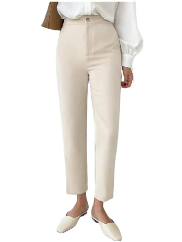 Dennis Lingo Elendra Women Cotton - Classic Straight Fit Trousers Pant in neutral