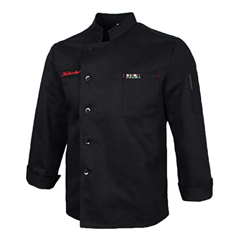B Baosity Chaqueta de Chefs Ropa de Cocinero Camareros Catering Cómoda Profesional Apariencia - Negro, M