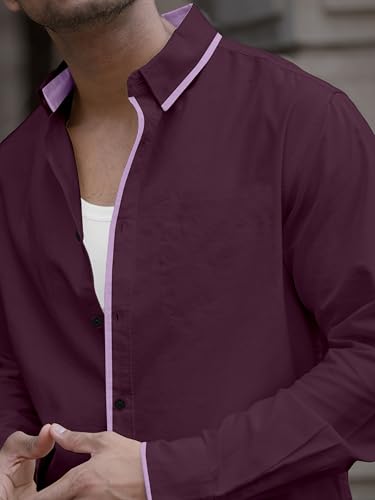 Image of Shirt for Men Casual Shirt,Solid Cotton,Plain Full Sleeve, Regular Fit,Everyday Fashion Wear