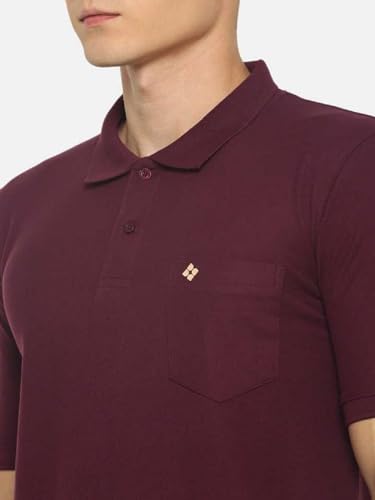 Image of Dollar Men's Pack of 1 Solid Cotton Blend Polo Neck T-Shirt