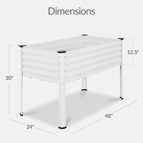 Image of Best Choice Products 48x24x30in Galvanized Raised Garden Bed, Metal Elevated Planter Box, Vegetable Garden for Backyard, Patio, Balcony, 100% Non Toxic Materials - White