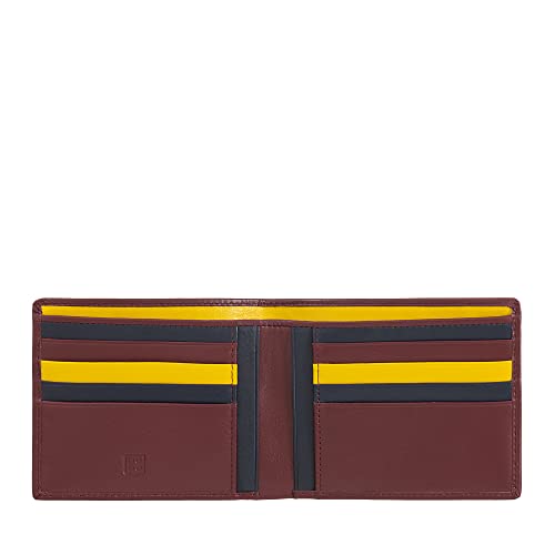 DUDU Mens RFID wallet card holder case in leather colored with 8 pockets Burgundy