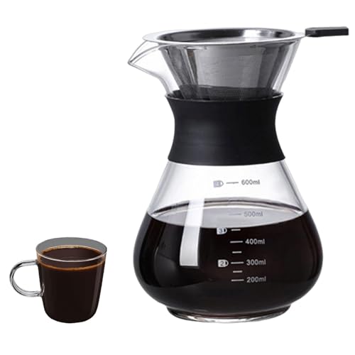 ZHYUAN Pour Over Cafetera de 600 ml, máquina de goteo manual, con filtro de acero inoxidable, verter sobre la cafetera goteador