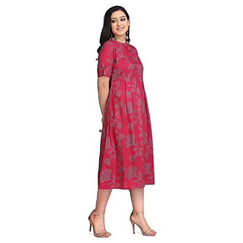 Image of Rangavali Stylish Dress for Women | Western A-Line Maxi Long Gown for Womens | Cotton Dresses for Ladies | 1 Piece | Maroon
