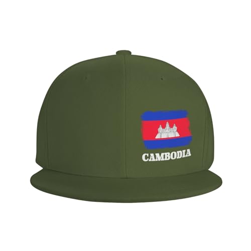 Funny Cambodian Cambodia Flag Snapback Hat Unisex Flat Brim Bill Baseball Cap Black3