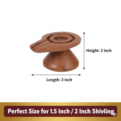 Image of Neelkanth Shivling Stone - Original Narmada Stone Jaladhari, Yoni Base, Lingam Holder, Panapitham Shivling Base Pitha Stand For Home Puja (Red, 3 Inch Damru)