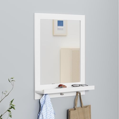 ARTPOWER 24" x 18.5'' Wood Wall Mirror with Shelf, Rectangular
