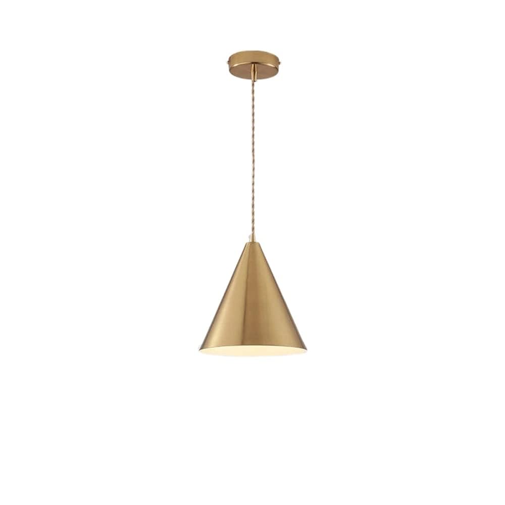 LANTANB Creative Conical Pendant Lamp, E27 Screw Gold Hanging Light, Modern Wrought Iron Lighting Fixtures, Decorative Ceiling Chandeliers for Restaurant Shops