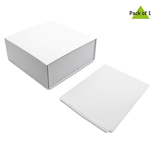 White Gift Box - 1 Pack Small Collapsible Magnetic Lid Luxury Cardboard Box For Presents, Gifts, Ornaments, Holiday, Weddings, Events, Small Businesses, Organization, Supplies, Crafting - 9.4X9.4X3.7 #TOP5