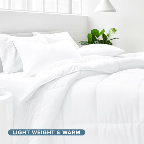 Image of Comforter for Heavy Winter Bed Single Bed - 500 GSM Ultra Warm Quilt Blanket /Rajai - White - Down Alternative Microfiber Duvet Insert with Corner Ties - Winter Season Premium