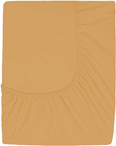 Image of Sweet Dream's 750 Collection Egyptian Cotton Fitted Bedsheet 4 to 12 Inch Matress 15 inch Drop King Size Bed (72x72) Inches (6 by 6) Feet + 2 Pillow Covers (18x28), Gold Yellow