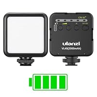 Camera Light, ULANZI VL49 Video Licht mit 2000mAh Akku, LED Videoleuchte 5500K Einstellbar, 3 Cold Shoe für Mikros und Lampen, Dauerlicht für Kamera Foto Schwarz