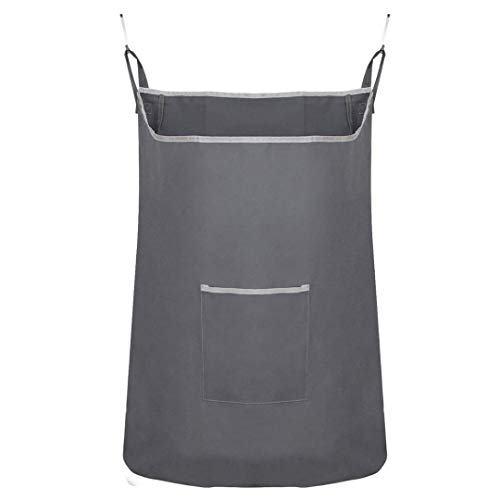 Houseables Hanging Hamper, Over Door Laundry Bag, Dirty Clothes Basket, 1 Pack, Grey, Fabric, Wall Mount, Foldable, Cloth Bin With Hooks, Space Saving For Bathroom, Storage, College, Closet #TOP5