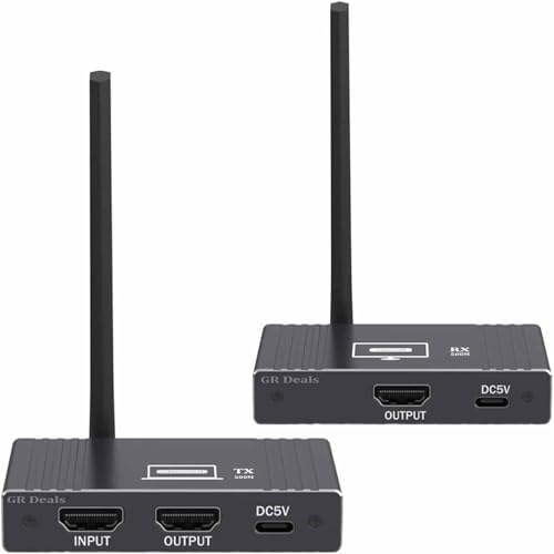 Image of 500m 1080P Full HD HDMI Wireless Extender 1 TX to 1 RX Loop Out WiFi 5.8G Wireless 1640ft Transmitter and Receiver with Rotation HDMI Video.(Titanium Gray) (500M 1080P HD).
