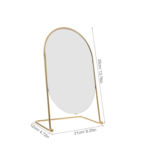 Miroir de coiffeuse ovale métal haut de gamme avec socle organisateur - 3