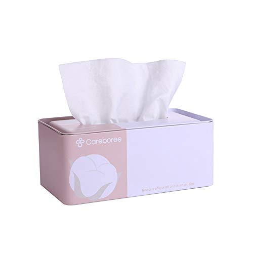 Careboree Luxury Facial Cotton Tissue Value Pack Tin Dispenser Case Box Cover Set