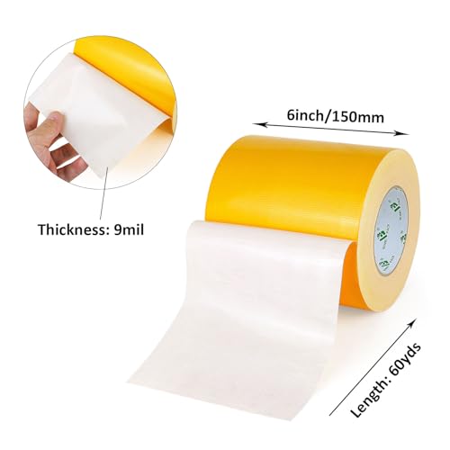 Image of BOMEI PACK 6inch Wide Yellow Duct Tape, Heavy Duty Strong Waterproof Industrial Color Duct Tape 9.0mil x 6inch x 60yds for Crafts, Home Improvement, Repairs, & Projects