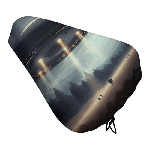 UFO Landing Bike Seat Cover for Men Women, Waterproof & Dustproof Bike Seat Cushion with Drawstring, Adjustable Bicycle Saddle Cover for Or Rain & Sun Protection