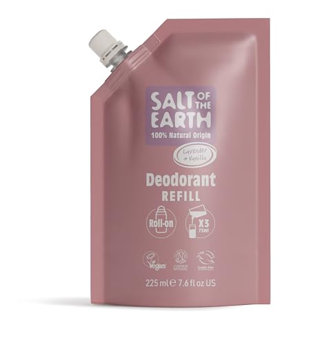 Salt of the Earth – Nachfüllbeutel für natürlichen Deo-Roller, 3 Anwendungen – Lavendel & Vanille – Vegan, langanhaltender Schutz, hergestellt im Vereinigten Königreich – 225ml