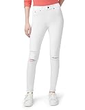 HUE Women's Ripped Knee Denim Leggings, White, Small US