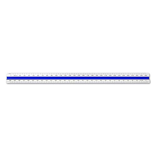 Image of Alumicolor Aluminum Engineer Metric Color-Coded Solid Drafting Scale, 30CM, Silver,3453-1