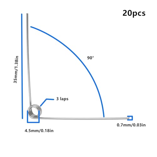 The Lord of the Tools 20 Stück Torsionsfeder aus Edelstahl 304 90 ° V-Feder Torsion 3 Runden 0,7 X 4,5 X 35 Mm für die Reparatur