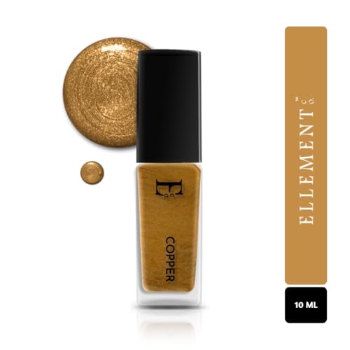 Image of Ellement Co Copper Nail Paint for Women 10 ML | High Gloss Long Lasting Nail Polish | Quick Dry & Chip Resistant Formula | Smooth Application with Salon Like Shine | Vegan, Non-Toxic Nail Colour for Party & Festive