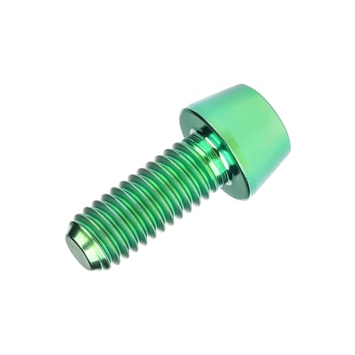 Image of Titanium Ti Bolt M5x9 16 18 20 25 30 35 40 45 50 55 60mm Tapered Head Screws Pack of 4 (M5x16mm, Green)