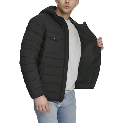 Image of Water Resistant Performance Stretch Hooded Puffer Jacket