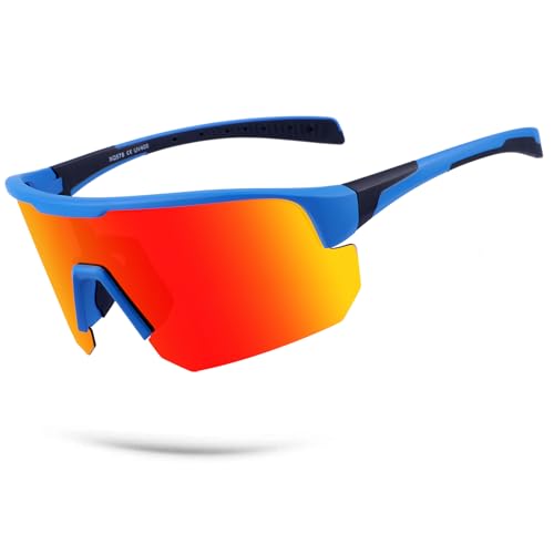 Image of BangLong Polarized Sports Sunglasses for Men Women UV400 Protection | TAC HD Lens, RX Insert Included, Lightweight Wrap-Around Design for Running Cycling Baseball Hiking