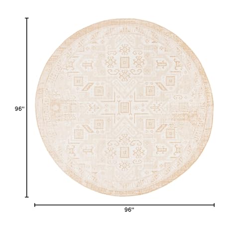 Tapete redondo Outdoor Aztec de 8 pies, natural miniatura 2