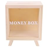 WHAMVOX Banco de Dinero de Madera Ventana Transparente para Ahorrar Dinero Tarro para Adultos Uso en Oficina o Cafetería