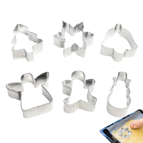 Juego de cortador de galletas de Navidad, cortadores de galletas de vacaciones | 6X moldes de galletas de acero inoxidable - Navidad molde de galletas favores de vacaciones, pan de jengibre hombres