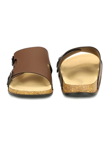 Image of Men Full Cover Double Buckle Slippers | Covered Slip-On Sandals for Men | Comfortable Footwear | Adjustable Strap Rubber Sandals | Anti-Slip Sole Slippers