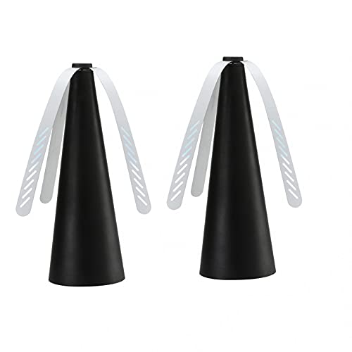 SAINGACE 2 Pack Fly Repellent Fan, Fly Fan for Outdoor Table, Keep Flies and Bugs Away from Your Food Enjoy Outdoor Meal, Battery Operated Fly Fan, Portable Bug and Fly Deterrent Fan (Black)