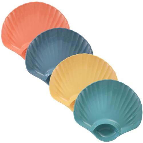 Set 4 platos dip con forma de concha plástico multicolor miniatura 1