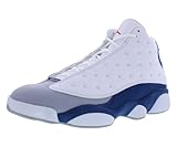 nike air jordan 13 retro lakers 414571-105 da uomo, bianco/rosso fuoco-francese blue-lig, 40.5 eu