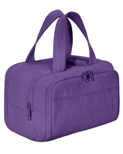 Image of BAGSMART Travel Toiletry Bag, Puffy Toiletry Bag for Women, Wide-open toiletry bags for traveling, Large Travel Cosmetic Makeup Bag Organizer for Accessories,Toiletrie, Dark Purple, Puffy