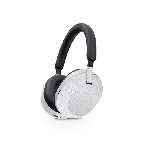 Image of MightySkins Carbon Fiber Skin Compatible with Sony WH-1000XM5 Headphones - Brushed Aluminium | Protective, Durable Textured Carbon Fiber Finish | Easy to Apply