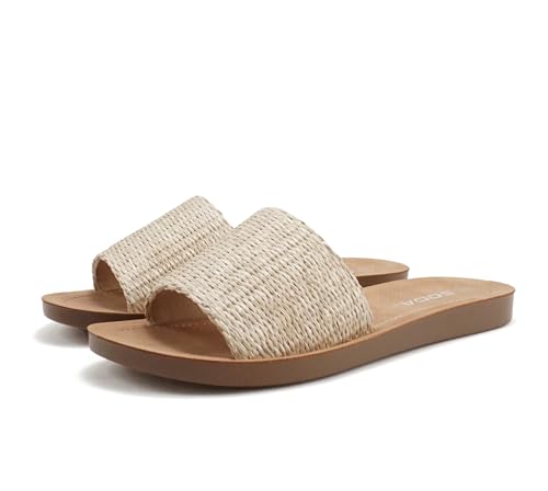 Image of Soda Shoes Efron-S Women Flip Flops Basic Plain Slippers Slip On Sandals Slides Casual Peep Toe Beach