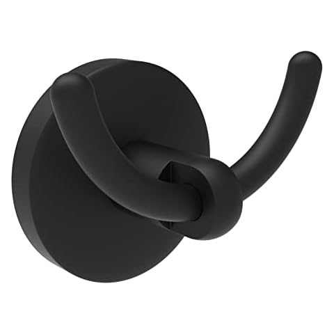 Agua Accessories Double Towel Hooks, Black Bathroom Hooks for Clothes Bath Sponge Hanging, Upgrade Zinc Alloy Robe Hooks Heavy Duty Wall Mounted in Kitchen Bedroom Hotel 12 Year Guarantee Cover