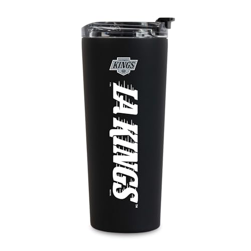 Rico Industries NHL Hockey Los Angeles Kings Black 24oz Stainless Steel Tumbler with Lid and Dual Functioning Lid