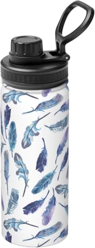 水筒 フェザー 水彩 羽 エスニック風 魔法瓶 500ml マグボトル 直飲み ステンレスマグ 真空断熱 保温保冷 ハンドル付き スポーツボトル おしゃれ 大人 子供用 大容量 軽量 漏れ防止 広口 お手入れ簡単 持ち運び アウトドア 自転車 [並行輸入品