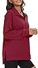 APEIYU Ladies Sweatshirts Long Sleeve Tops for Women Sweatshirts V Neck Half Zip Loose Sweatshirts Casual Knit Pullover Wine Red XXL #1