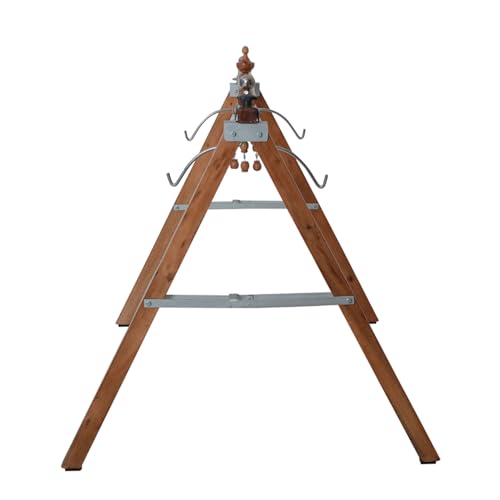 Image of Wooden Baby Cradle with Hanging Jhula | Newborn to Infant Swing Bed with Cloth Hammock | Comfortable & Portable Crib for Baby Sleeping - Brown 01