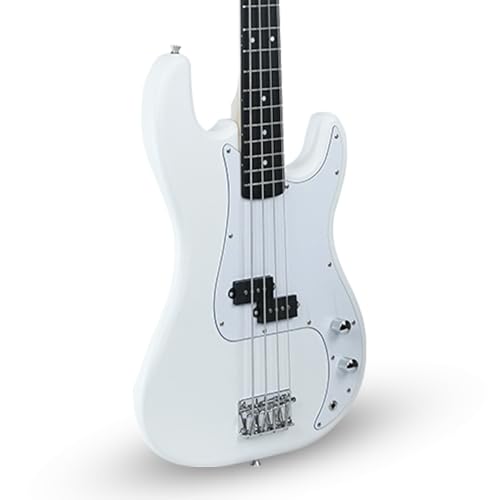 Image of Kadence PBWH Tennessee 46.5 inch Electric Bass Guitar (P-Style) | Solid Poplar Wood Body, Maple Neck | Split-Coil Pickup | Fixed Bridge | Gig Bag + Cable | Matte White