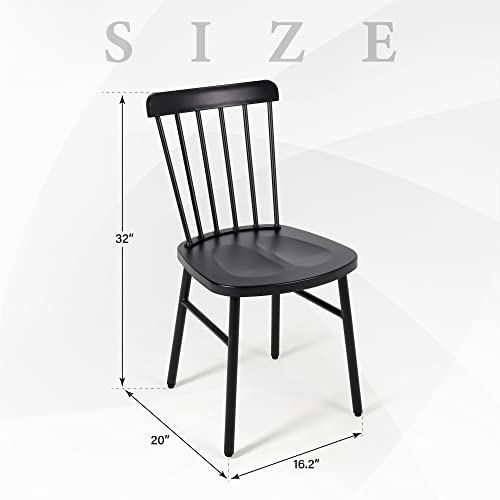 Anmutig Metal Patio Dining Chairs Side Chairs Indoor/Outdoor Windsor Style Metal Side Chair Farmhouse Chair With Spindle Back Set Of 2 (Black) #TOP2